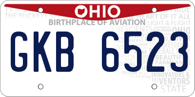 OH license plate GKB6523