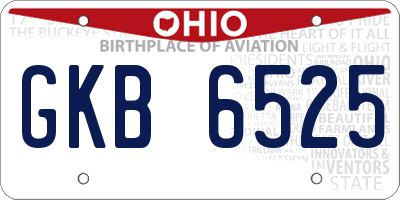 OH license plate GKB6525