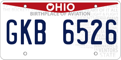OH license plate GKB6526