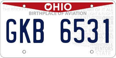 OH license plate GKB6531