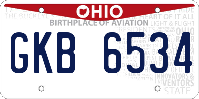 OH license plate GKB6534