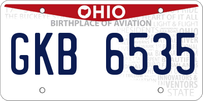 OH license plate GKB6535