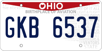 OH license plate GKB6537