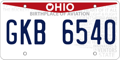 OH license plate GKB6540
