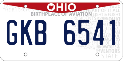 OH license plate GKB6541