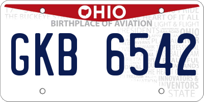 OH license plate GKB6542