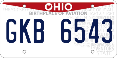 OH license plate GKB6543