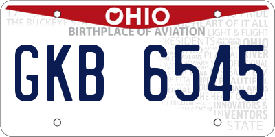 OH license plate GKB6545