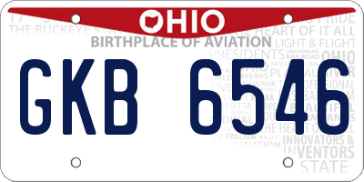 OH license plate GKB6546