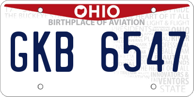 OH license plate GKB6547