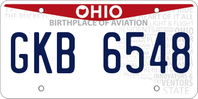 OH license plate GKB6548