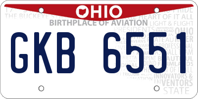 OH license plate GKB6551