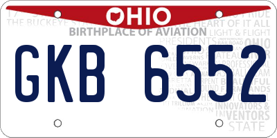 OH license plate GKB6552