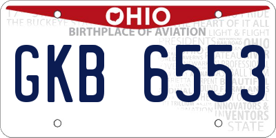 OH license plate GKB6553