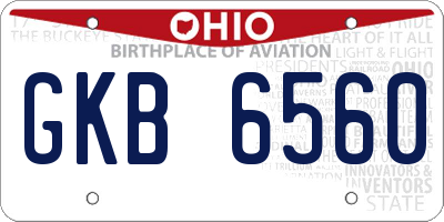 OH license plate GKB6560