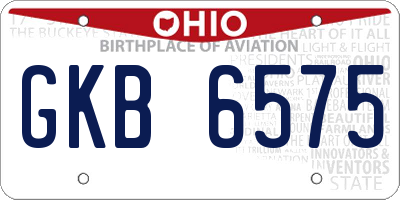 OH license plate GKB6575