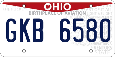 OH license plate GKB6580