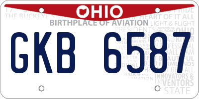 OH license plate GKB6587