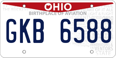 OH license plate GKB6588