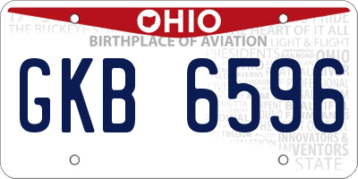OH license plate GKB6596