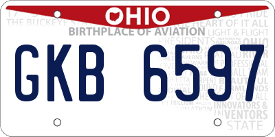 OH license plate GKB6597