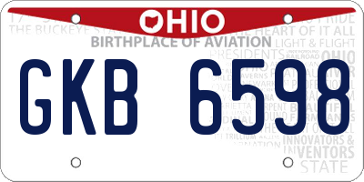 OH license plate GKB6598