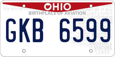 OH license plate GKB6599