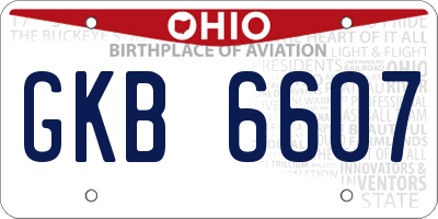 OH license plate GKB6607