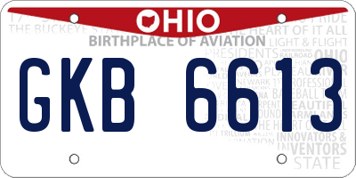 OH license plate GKB6613
