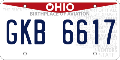 OH license plate GKB6617