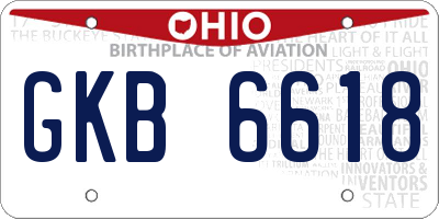 OH license plate GKB6618