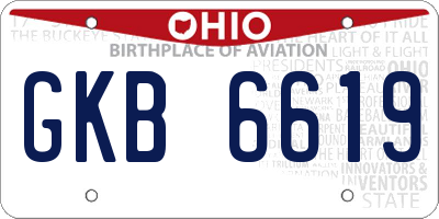 OH license plate GKB6619