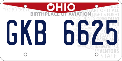 OH license plate GKB6625
