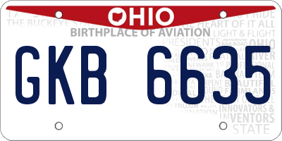 OH license plate GKB6635