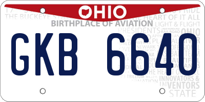 OH license plate GKB6640