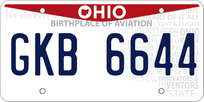 OH license plate GKB6644