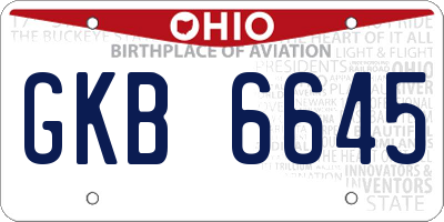 OH license plate GKB6645