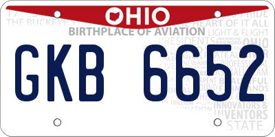 OH license plate GKB6652