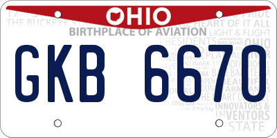 OH license plate GKB6670