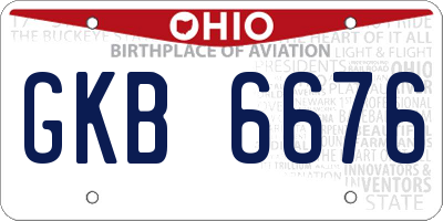 OH license plate GKB6676