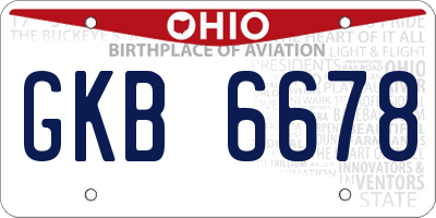 OH license plate GKB6678