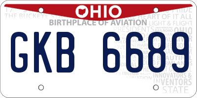 OH license plate GKB6689