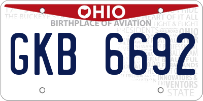 OH license plate GKB6692