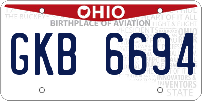 OH license plate GKB6694