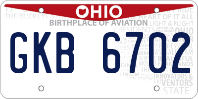 OH license plate GKB6702