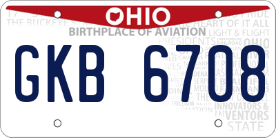 OH license plate GKB6708