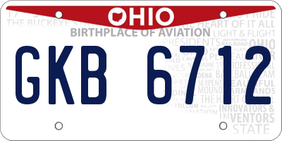 OH license plate GKB6712