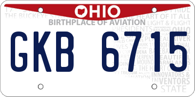 OH license plate GKB6715