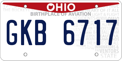 OH license plate GKB6717