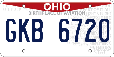 OH license plate GKB6720